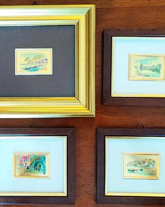 Lotto 4 Quadri in foglia oro 23kt vintage