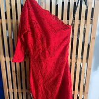 abito rosso monospalla