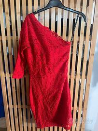 abito rosso monospalla