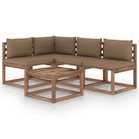 Set Divani da Giardino 5 pz con Cuscini Grigio Tal