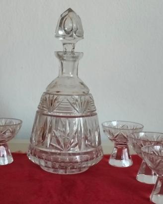 Set bottiglia bicchierini cristallo