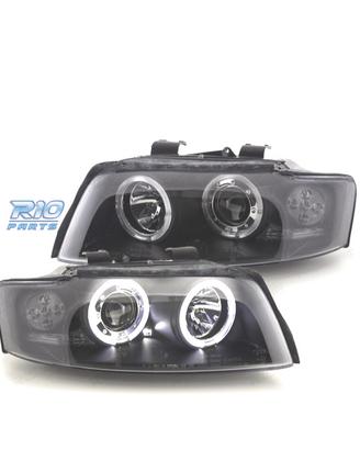 FARI PER AUDI A4 B6 00-04 ANGEL EYES CCFL FONDO NE