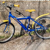 bicicletta 20 bambino blu e giallo