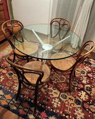 Tavolo cristallo più sedie Thonet originali