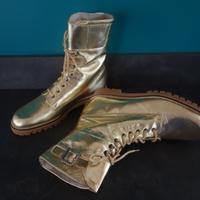 Boots vera pelle Oro, stringhe e fibbia, n° 40-41