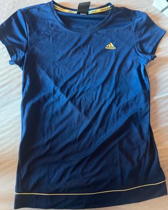 maglietta sportiva adidas blu- donna
