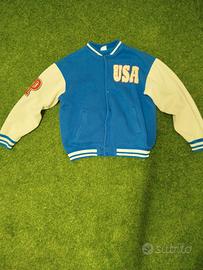 Giubbotto varsity Zara • modello USA • blu e panna