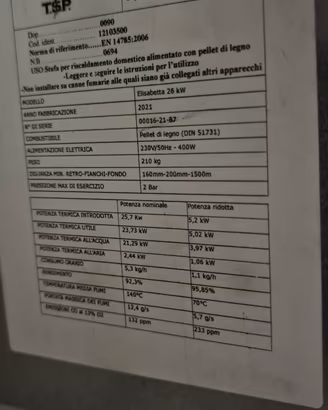 stufa / termo stufa / hidro stufa pellet 