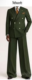 Vestito verde scuro gessato