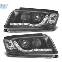 FARI SKODA FABIA 99-07 LUCE DIURNA LED FONDO NERO