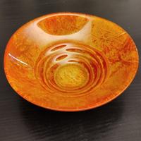 ciotola IVV in vetro arancione e foglia d'oro