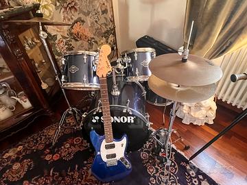 Batteria Sonor, chitarra Fender e Ampli mai usati