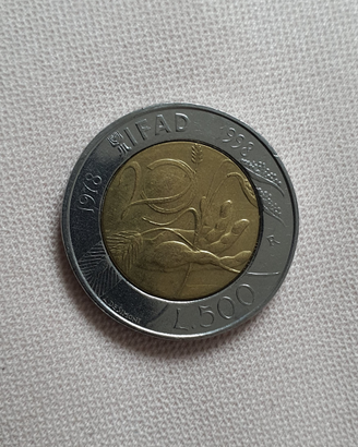 Moneta 500 lire ANNIVERSARIO IFAD 1978-1998