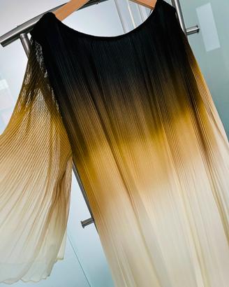 Abito donna plissettato marrone/panna tg 40 Mango