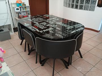 Tavolo in vetro e acciaio stile industrial