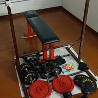 panca inclinabile e pesi 