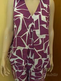 Benetton completo lino nuovo canotta M pant.L