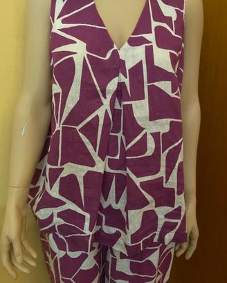 Benetton completo lino nuovo canotta M pant.L