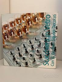 Scacchiera vetro con bicchierini gioco