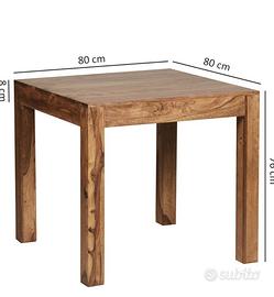 Tavolo legno massiccio palissandro 80x80