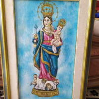 Quadro Madonna Carmine dipinto su tela cornice in