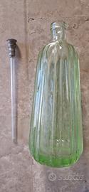 Bottiglia seltz vintage scanalato + cannuccia 