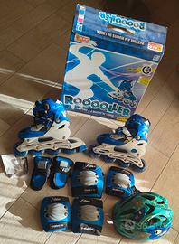 Pattini a rotelle tg35/38 protezioni e caschetto