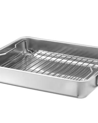 teglia inox con griglia nuova 40x32 cm