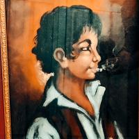 Quadro ragazzo con sigaretta dipinto a mano a olio