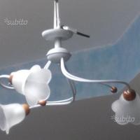 Lampadario moderno alluminio legno vetro 3 luci