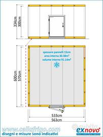 cella freezer BT con pavimento 600X563cm h334
