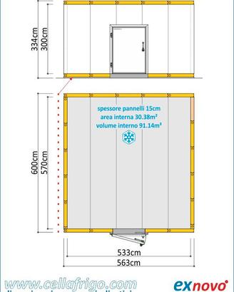 cella freezer BT con pavimento 600X563cm h334