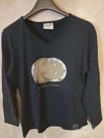 Gucci Guilty T-shirt nera manica lunga scollo a V