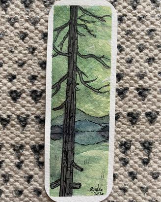 Segnalibro dipinto a mano - Vista del lago Arvo