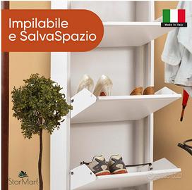 StarMart Scarpiera Slim BIANCA metallo