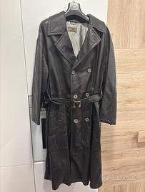 Cappotto lungo in pelle con rivestimento lana inte