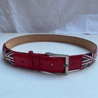 Cintura uomo in cuoio con inserto bandiera UK