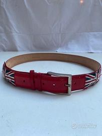 Cintura uomo in cuoio con inserto bandiera UK
