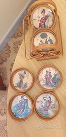 Sottobicchieri in legno con figure cinesi