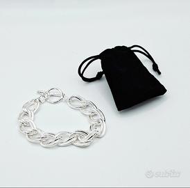maestoso bracciale argento 925 donna maglia larga 