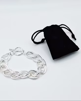 maestoso bracciale argento 925 donna maglia larga 