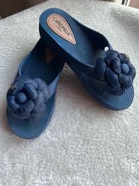Ciabatte donna blu con fiore CAMOMILLA