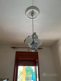 Lampadario in acciaio 3 luci, anni ‘70