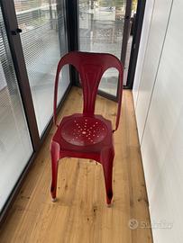 Sedia metallo rosso opaco vintage