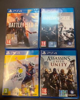 Lotto 4 giochi Ps4 (AC Unity, R6, BF1 Tour de Fr)