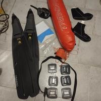 set per apnea pinne maschera pesi calzari