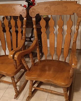 Coppia di Sedie a Dondolo - Legno Massello di Noce