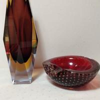Murano-vaso e ciotola/portacenere vetro anni '60