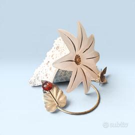 Portatovaglioli anni 70 vetro satinato fiore
