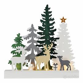 Soprammobile luminoso in legno Paesaggio Natalizio